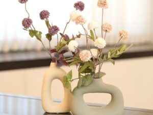 Flower Arrangement | Ivory & Emerald Geometric Rings