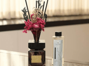 Gift Package | Glass and Wooden Diffuser by Casa Bella with Dried Flowers Arrangement