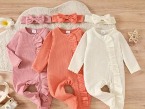 Newborn Onesie: Babygrow, Matching Hairband. Option of 3 colors