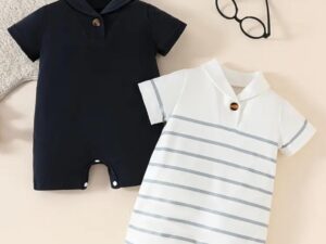 Smart Baby Boys: Short Sleeve Onesie. Available in black or white