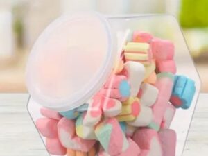 Plastic hexagon jar with up to 6 fillings of your choice (800g)