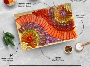 Hooked premium salmon & tuna board