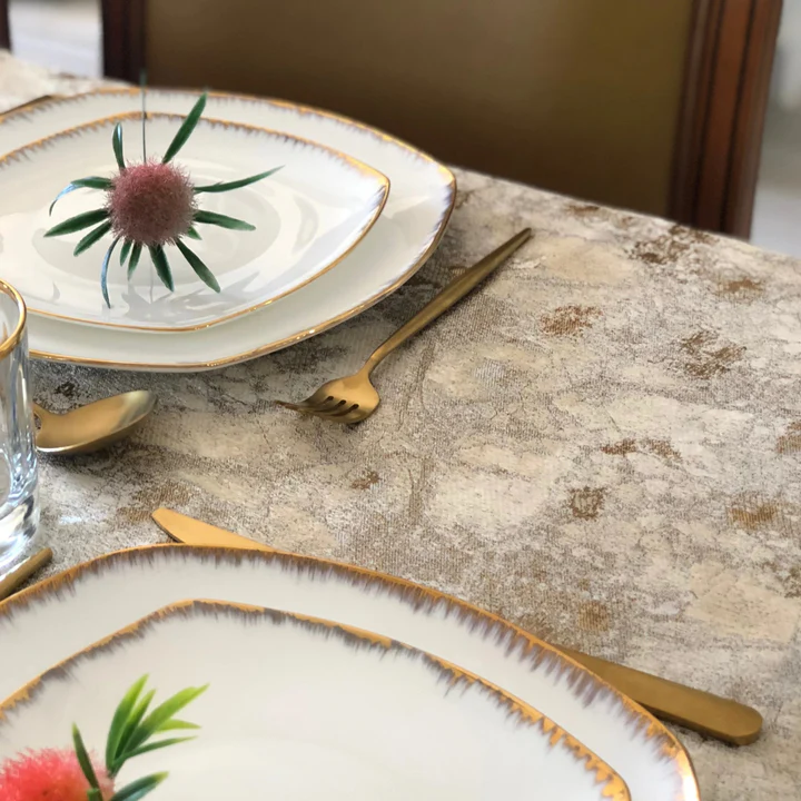 Gold Stone Tablecloth Size 70"x180" Inches