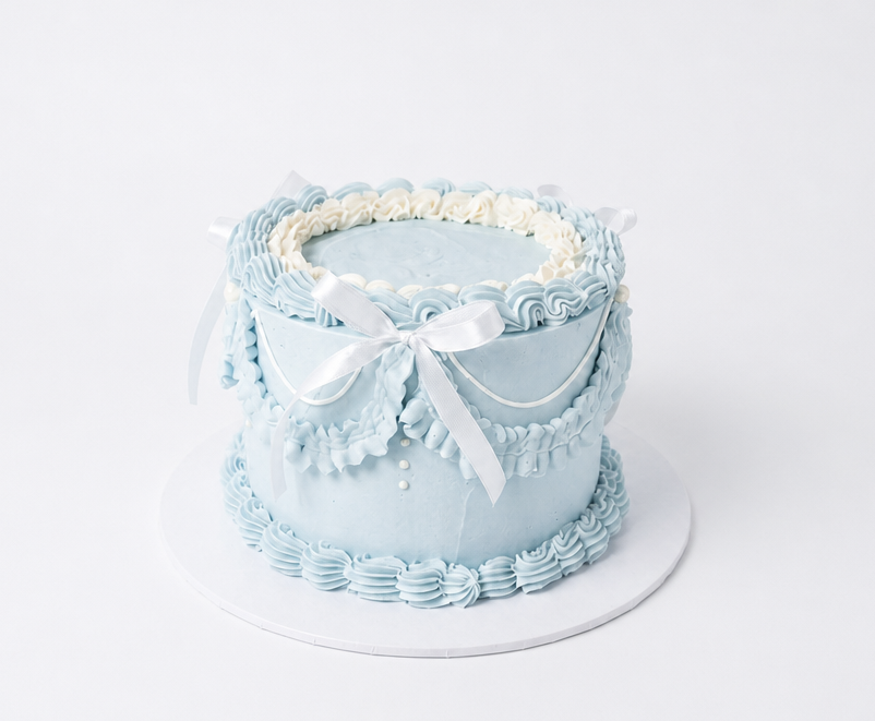Medium baby blue vintage cake